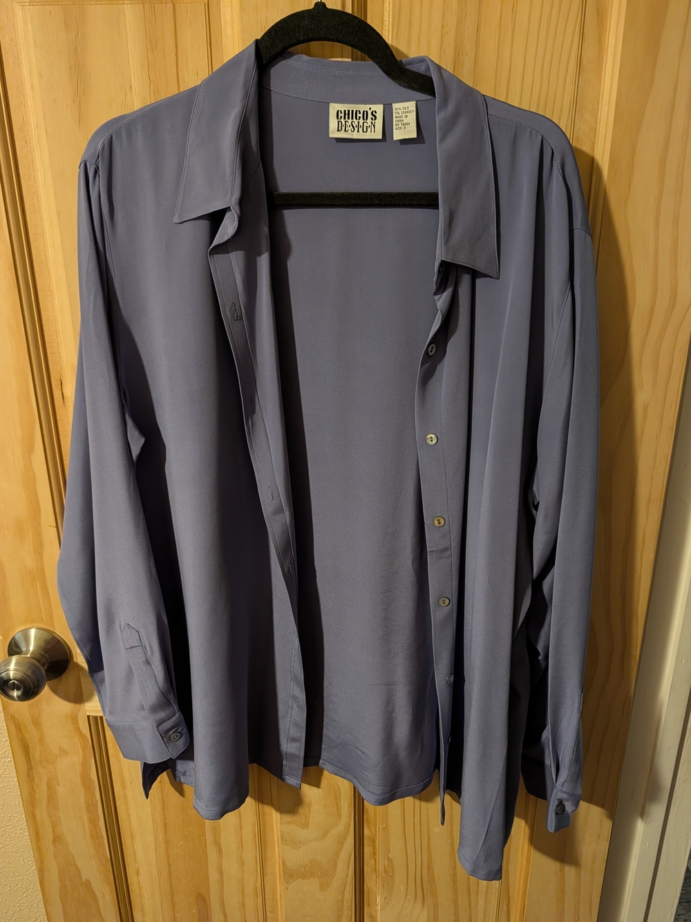 Chico's Drapey Button-Front Blouse in Slate Blue